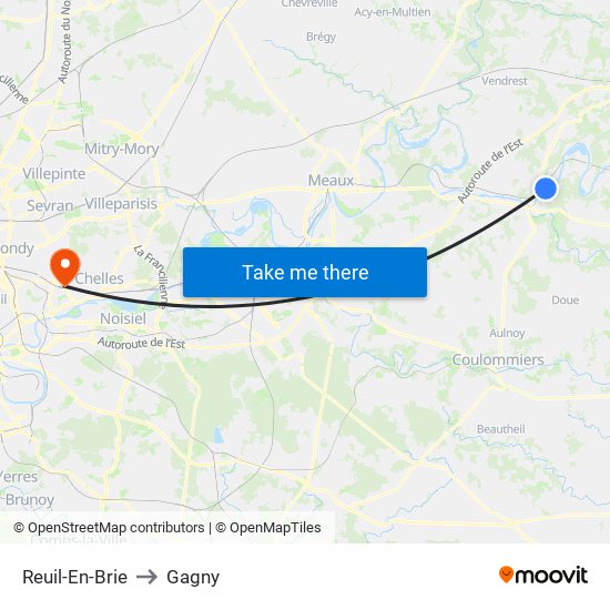 Reuil-En-Brie to Gagny map