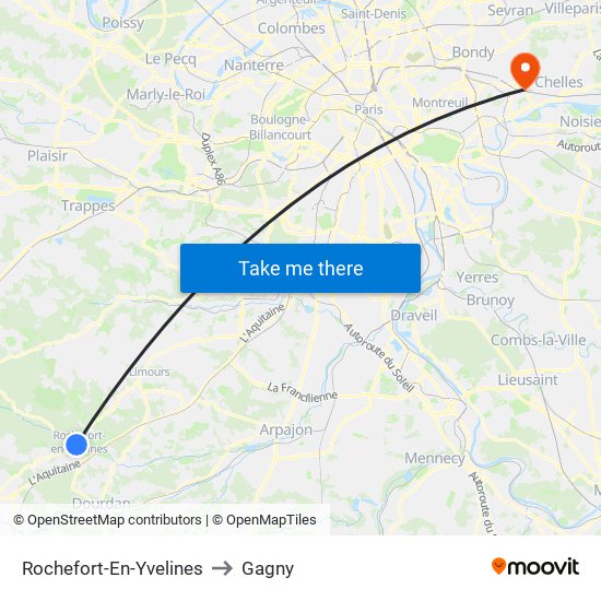 Rochefort-En-Yvelines to Gagny map