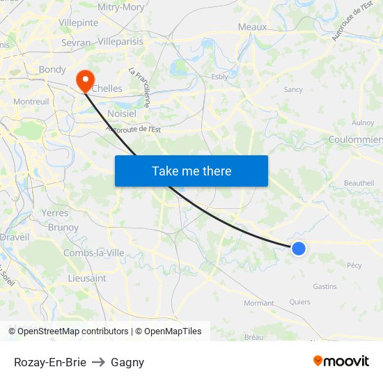 Rozay-En-Brie to Gagny map