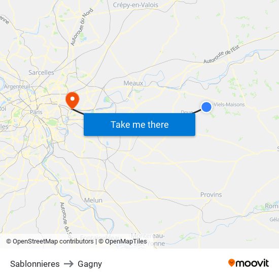 Sablonnieres to Gagny map