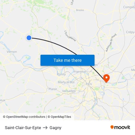 Saint-Clair-Sur-Epte to Gagny map