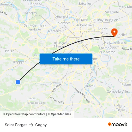 Saint-Forget to Gagny map
