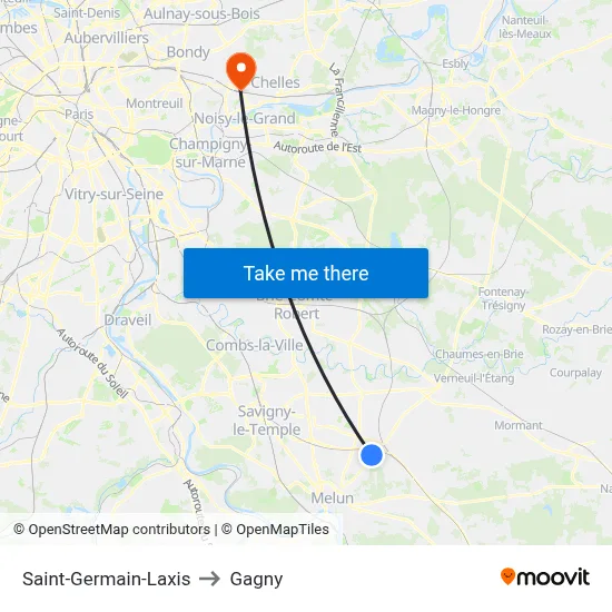 Saint-Germain-Laxis to Gagny map