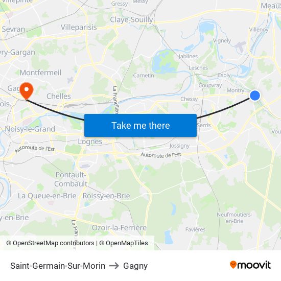 Saint-Germain-Sur-Morin to Gagny map