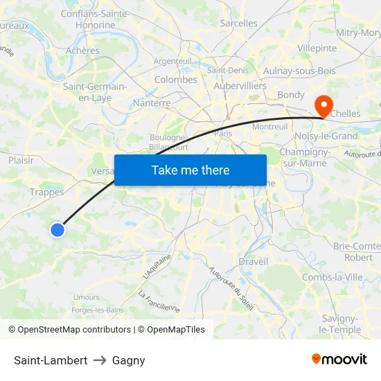 Saint-Lambert to Gagny map