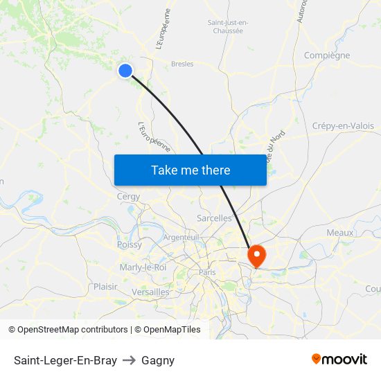 Saint-Leger-En-Bray to Gagny map