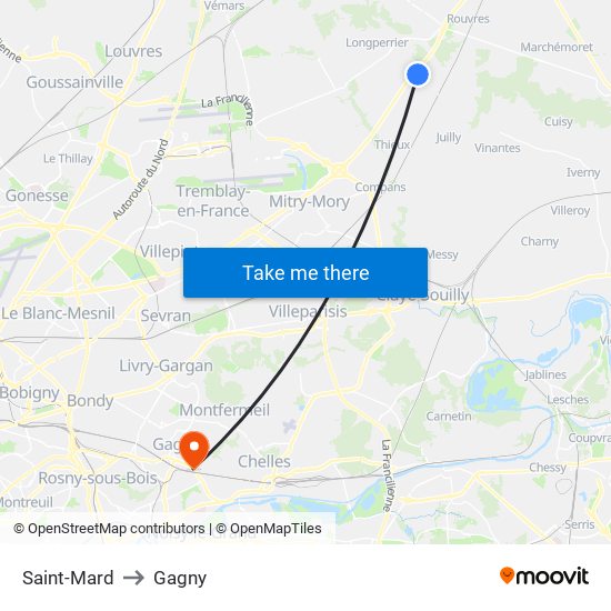 Saint-Mard to Gagny map