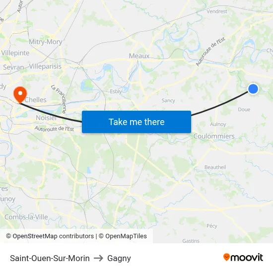 Saint-Ouen-Sur-Morin to Gagny map