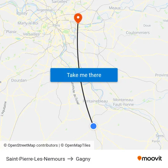 Saint-Pierre-Les-Nemours to Gagny map