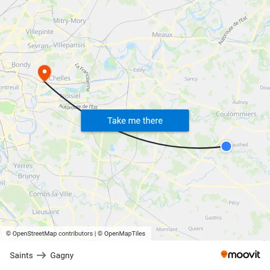 Saints to Gagny map