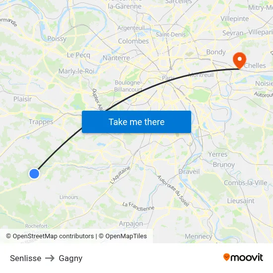 Senlisse to Gagny map