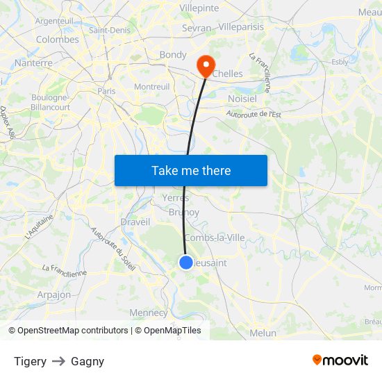 Tigery to Gagny map