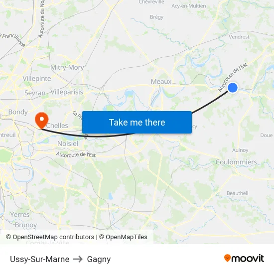 Ussy-Sur-Marne to Gagny map