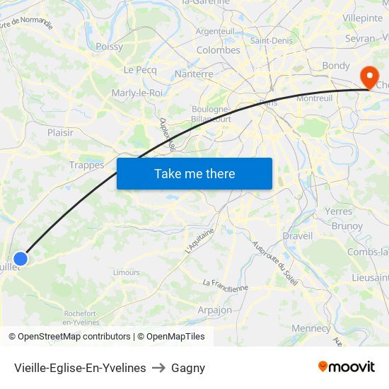 Vieille-Eglise-En-Yvelines to Gagny map