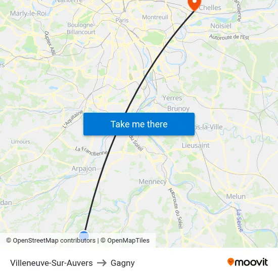 Villeneuve-Sur-Auvers to Gagny map