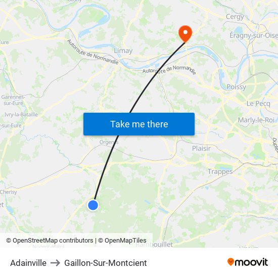 Adainville to Gaillon-Sur-Montcient map