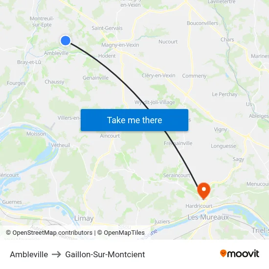 Ambleville to Gaillon-Sur-Montcient map