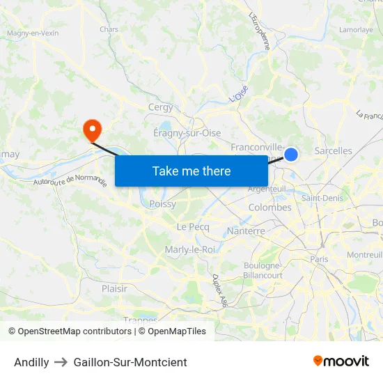 Andilly to Gaillon-Sur-Montcient map