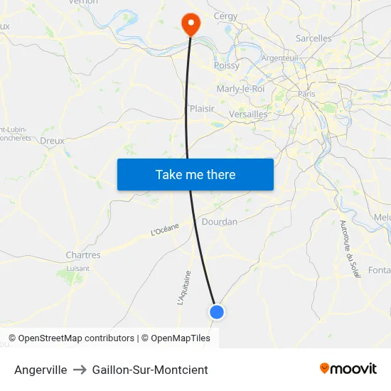 Angerville to Gaillon-Sur-Montcient map