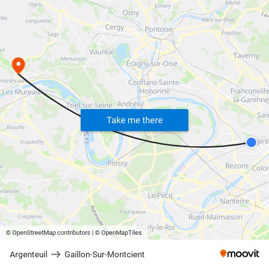 Argenteuil to Gaillon-Sur-Montcient map