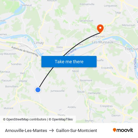 Arnouville-Les-Mantes to Gaillon-Sur-Montcient map
