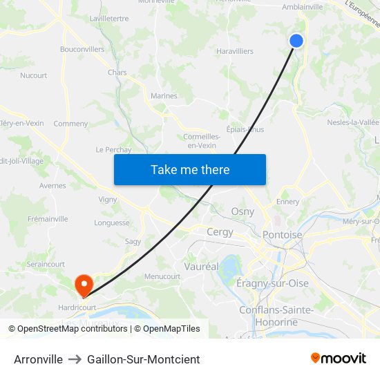 Arronville to Gaillon-Sur-Montcient map