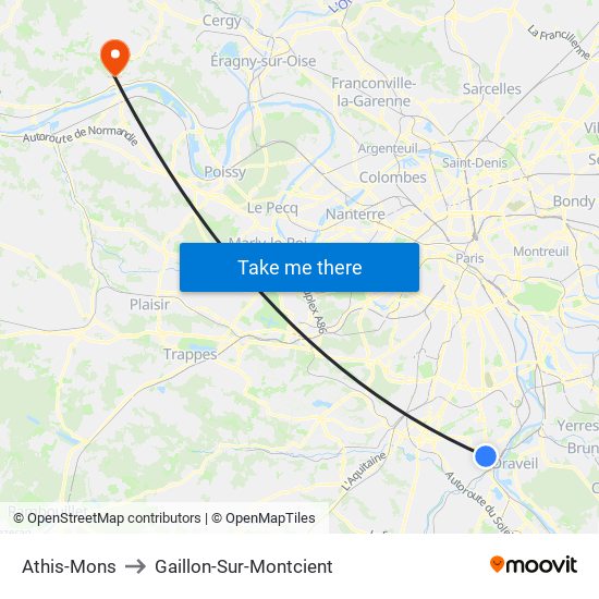 Athis-Mons to Gaillon-Sur-Montcient map