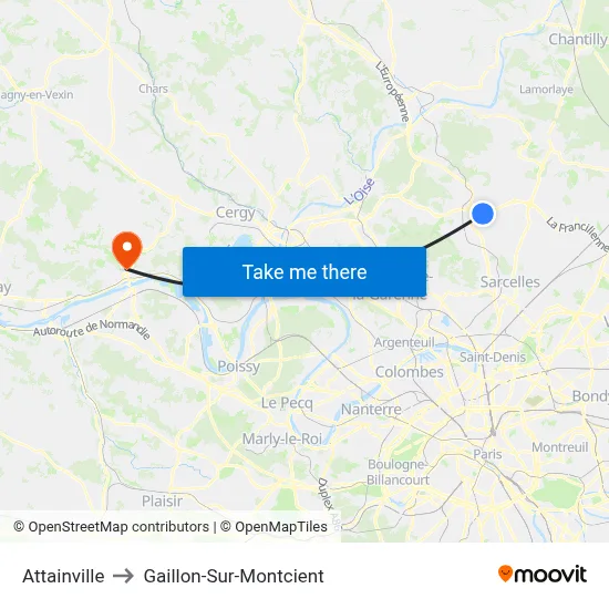 Attainville to Gaillon-Sur-Montcient map