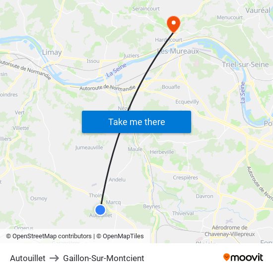 Autouillet to Gaillon-Sur-Montcient map