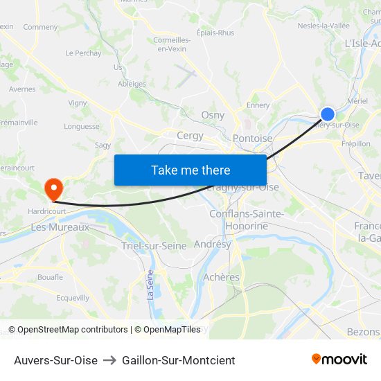 Auvers-Sur-Oise to Gaillon-Sur-Montcient map