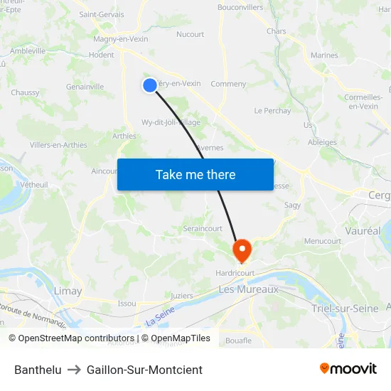Banthelu to Gaillon-Sur-Montcient map