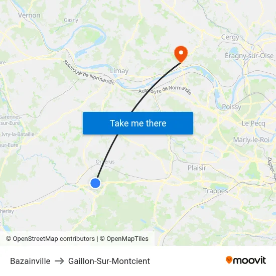 Bazainville to Gaillon-Sur-Montcient map