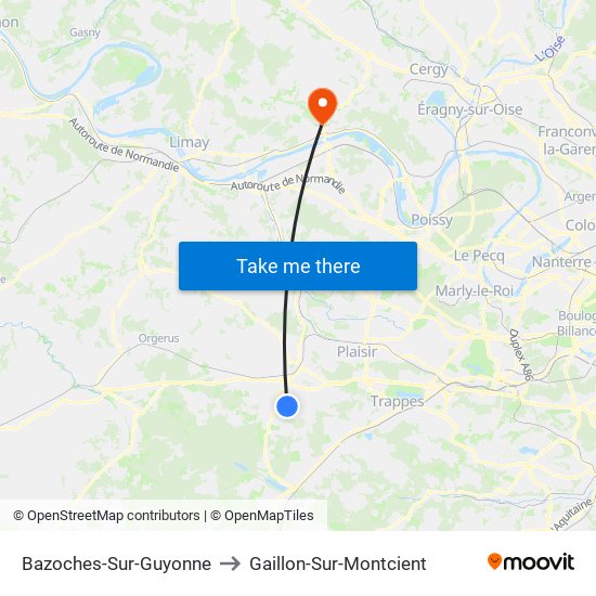 Bazoches-Sur-Guyonne to Gaillon-Sur-Montcient map
