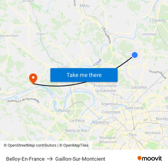 Belloy-En-France to Gaillon-Sur-Montcient map