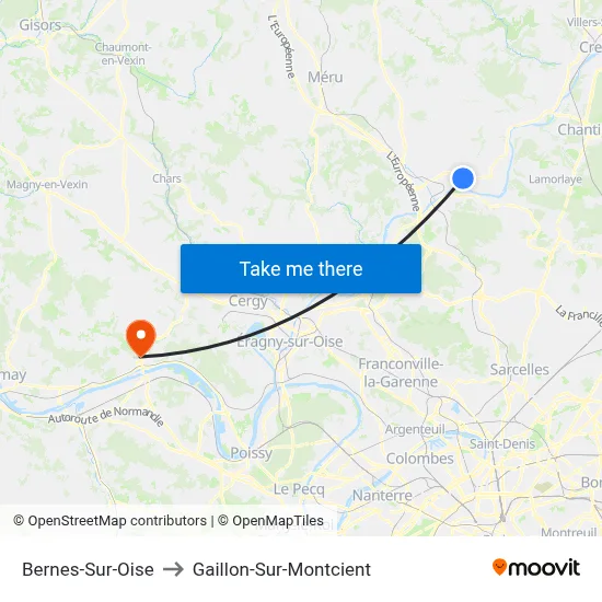 Bernes-Sur-Oise to Gaillon-Sur-Montcient map