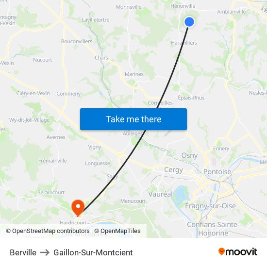 Berville to Gaillon-Sur-Montcient map