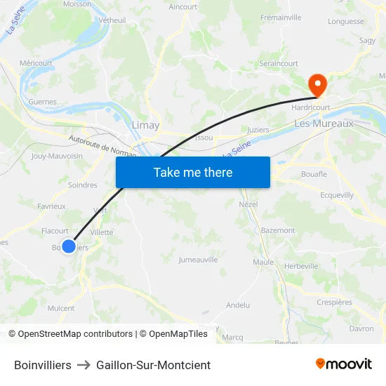 Boinvilliers to Gaillon-Sur-Montcient map
