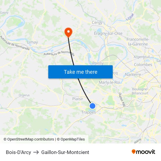 Bois-D'Arcy to Gaillon-Sur-Montcient map