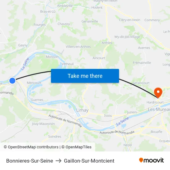 Bonnieres-Sur-Seine to Gaillon-Sur-Montcient map