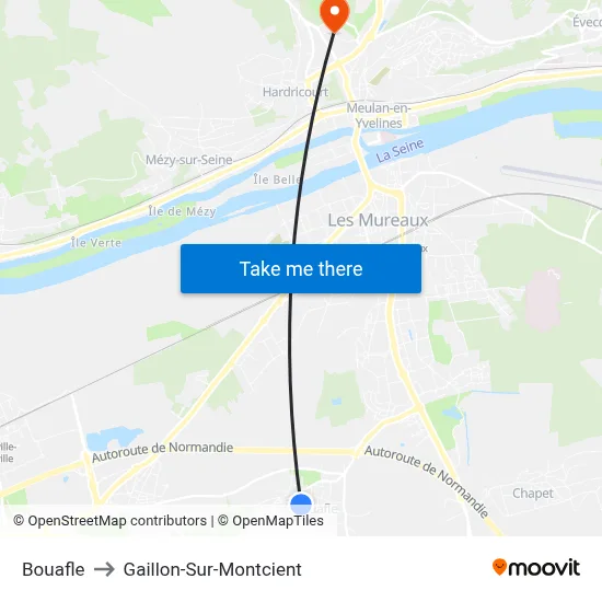 Bouafle to Gaillon-Sur-Montcient map