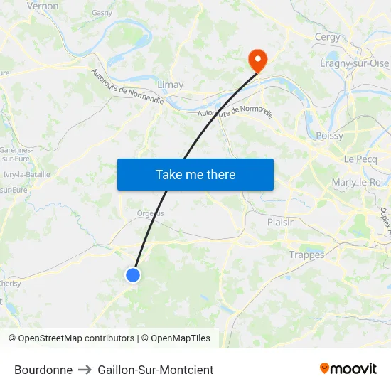 Bourdonne to Gaillon-Sur-Montcient map
