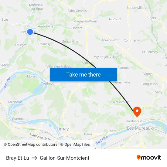 Bray-Et-Lu to Gaillon-Sur-Montcient map