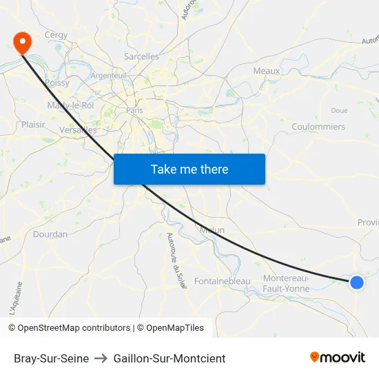 Bray-Sur-Seine to Gaillon-Sur-Montcient map