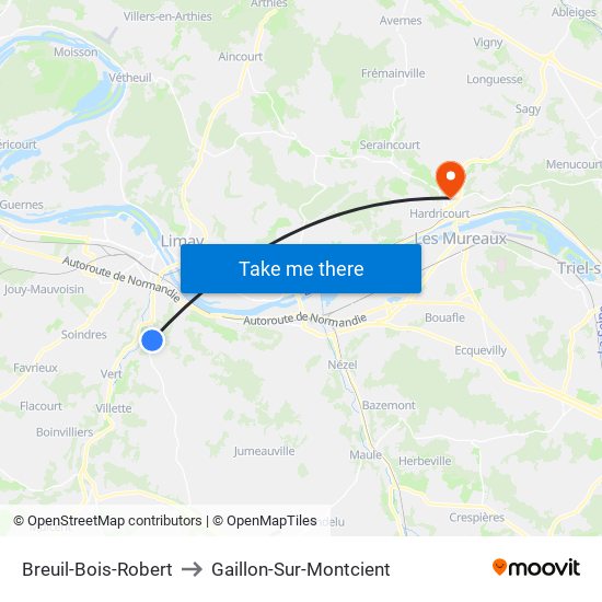 Breuil-Bois-Robert to Gaillon-Sur-Montcient map
