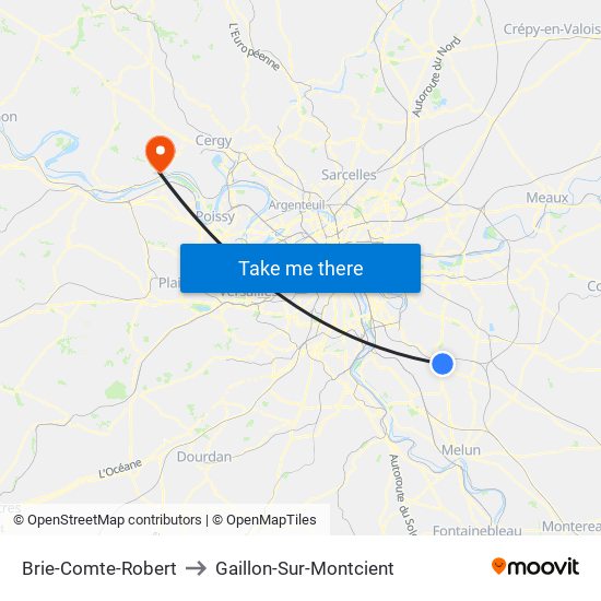 Brie-Comte-Robert to Gaillon-Sur-Montcient map