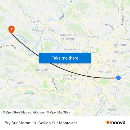 Bry-Sur-Marne to Gaillon-Sur-Montcient map