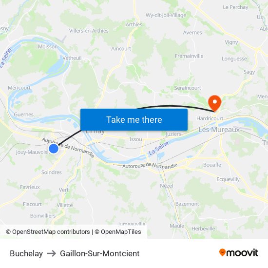 Buchelay to Gaillon-Sur-Montcient map