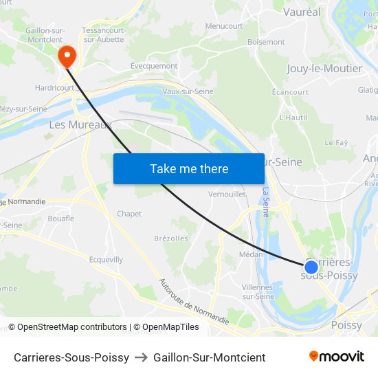 Carrieres-Sous-Poissy to Gaillon-Sur-Montcient map