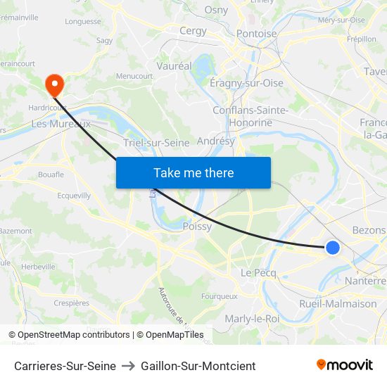 Carrieres-Sur-Seine to Gaillon-Sur-Montcient map