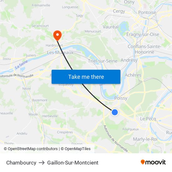 Chambourcy to Gaillon-Sur-Montcient map